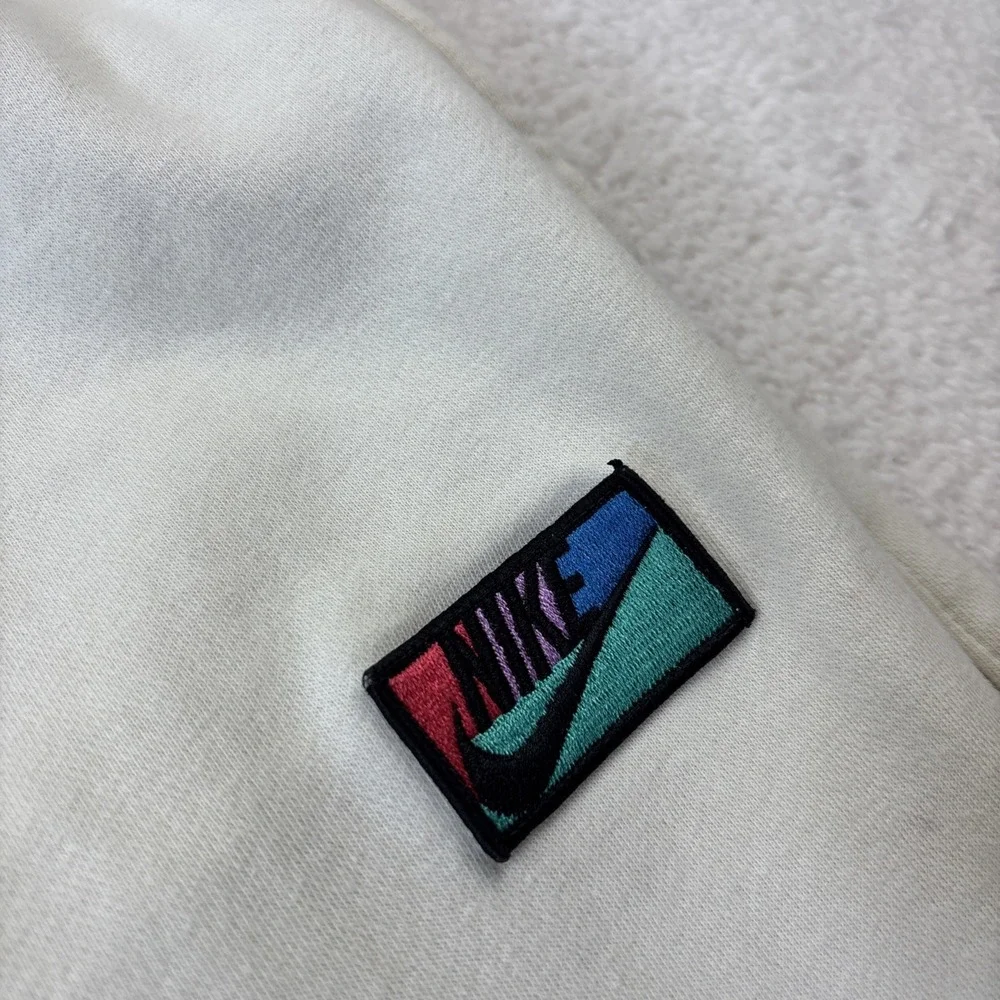 NIKE Mens 'Club Fleece' Joggers Large Cream Patch Logo Tapered Sweatpants